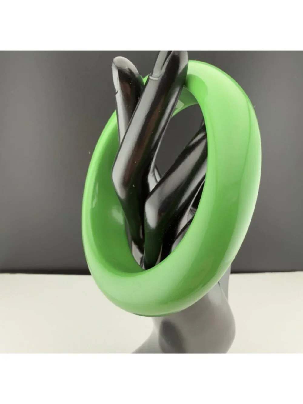 Vintage Lucite Green Blue Bangle Bracelet Set Chunky Acrylic Marbled Mid Century